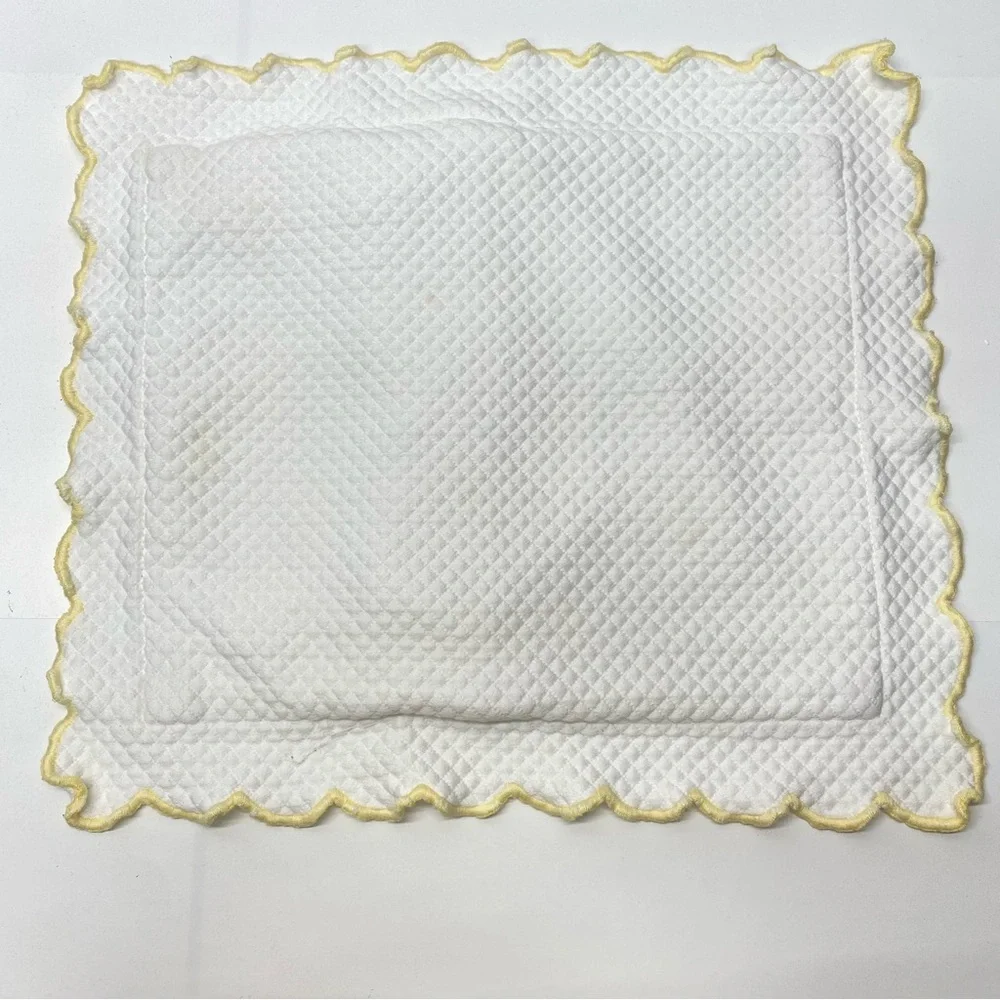 Pottery Barn Kids White Quilted Pillow Sham With Yellow Trim Baby Room Cozy Soft